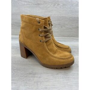 Timberland Glancy Women's Boots Suede Lace Up Block Heel Wheat 8.5 Comfort Shoes